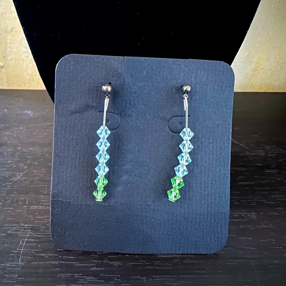 Handmade Elegant Blue and Green Earrings